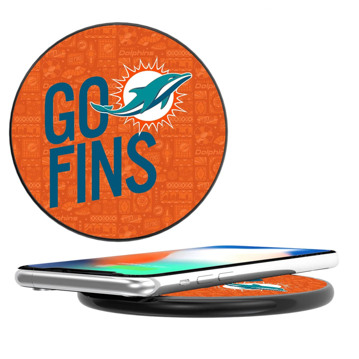 Keyscaper - Black Miami Dolphins Illustrated Wireless Charger - Black