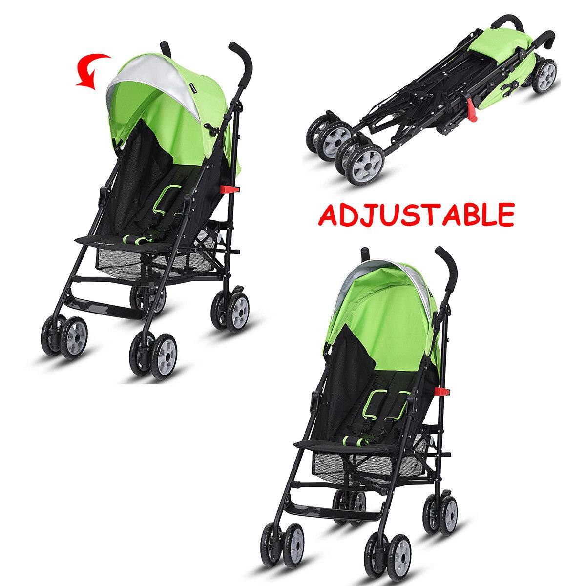 Alt View 6. Costway - Costway Folding Lightweight Baby Toddler Umbrella Travel Stroller with Storage Basket - Green.