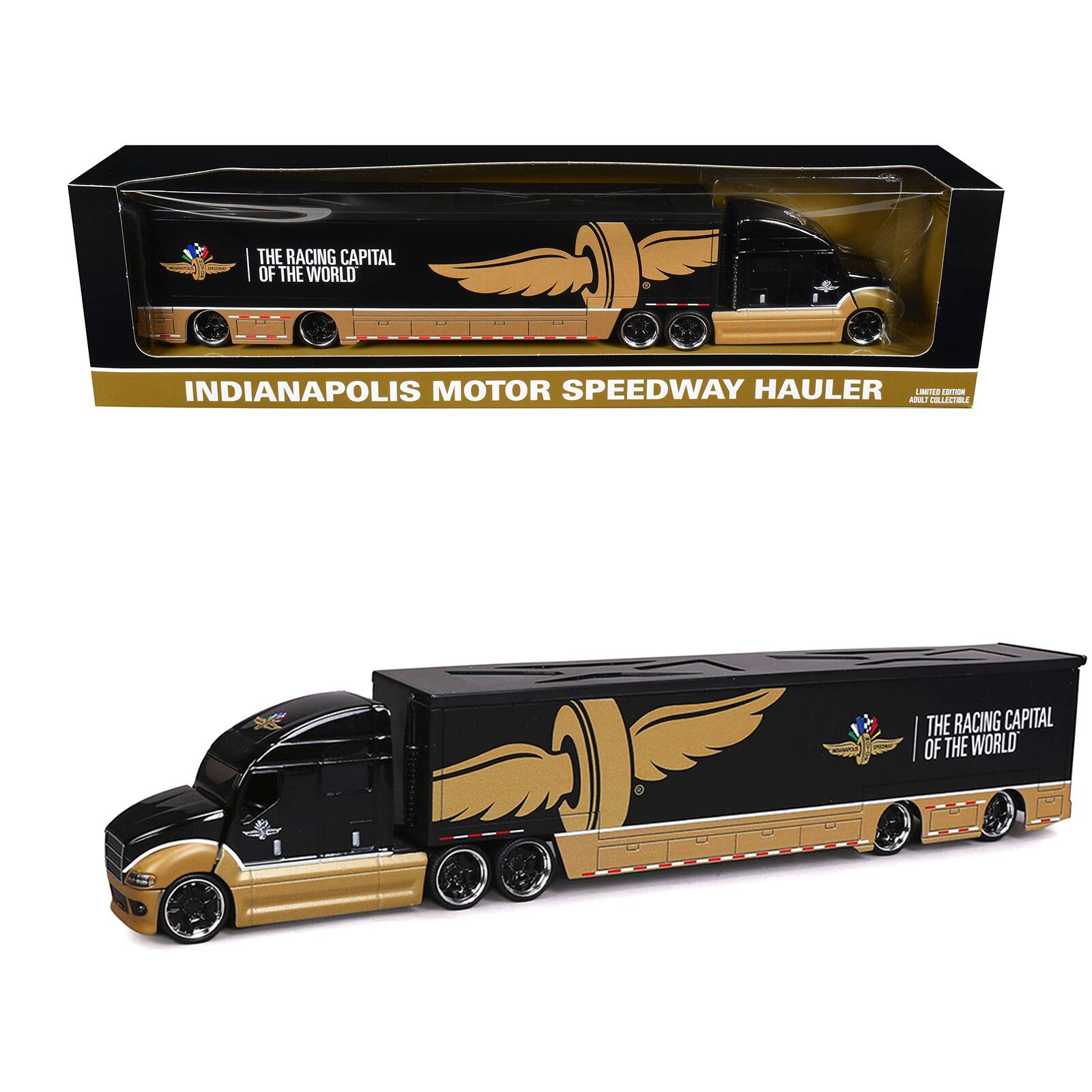 Indianapolis Motor Speedway Hauler Black and Gold 1/64 Diecast Model Car by IXO Models price history on PriceWatchPro