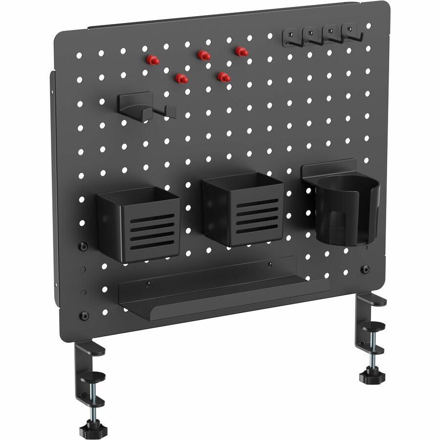 Left. KanTek - Kantek Pegboard Organizer Board with Accessories 17.40" x 21.50" x 3.80" Under Desk Desktop Black  Steel Steel - Black.