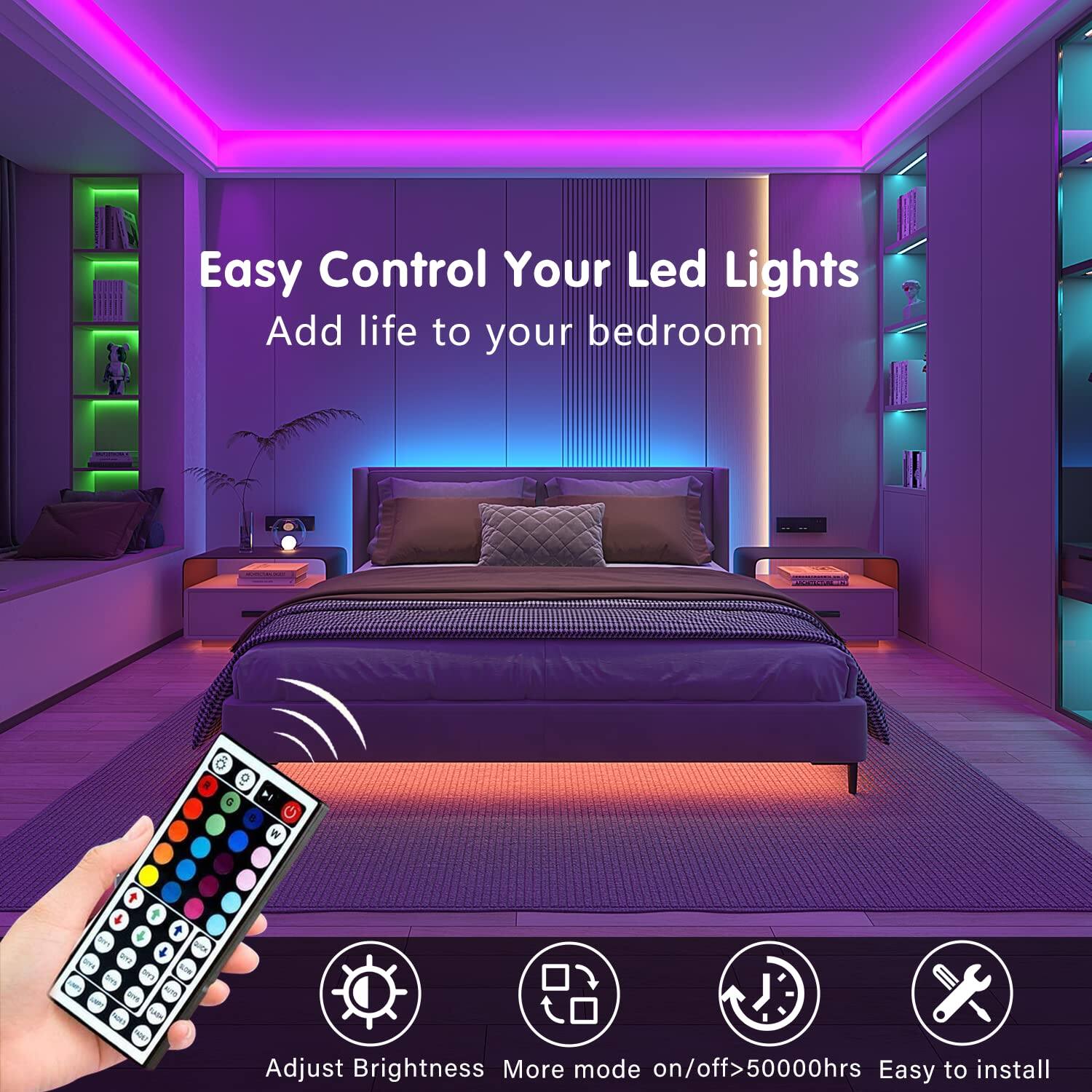 Easy Control Your Led Lights  
Add life to your bedroom  

Adjust Brightness  
More mode on/off>50000hrs  
Easy to install