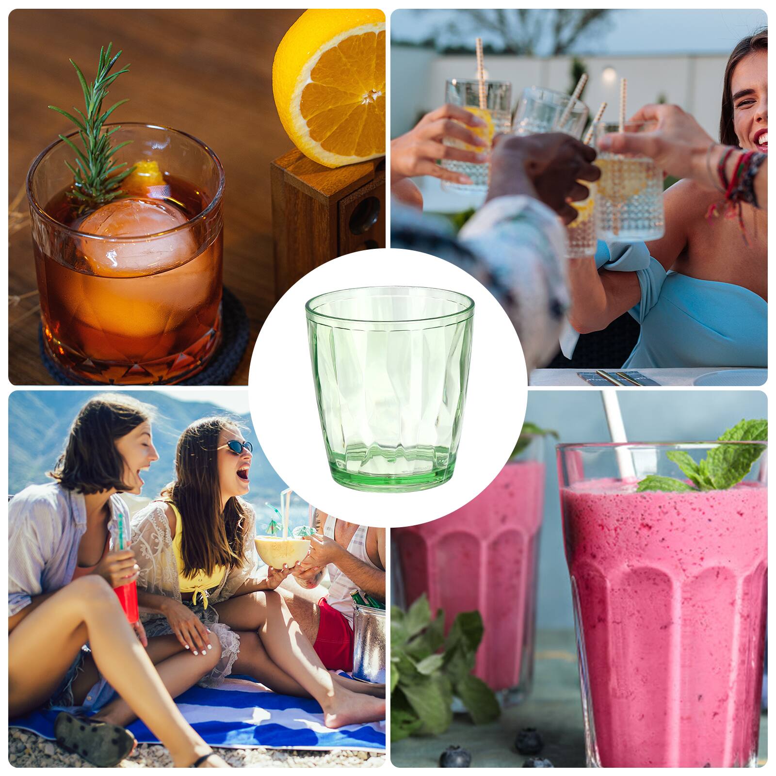 Alt View 6. Unique Bargains - 4pcs Plastic Drinking Glasses, 7.1oz Unbreakable Reusable Stackable Water Tumblers for Home Office - Green.
