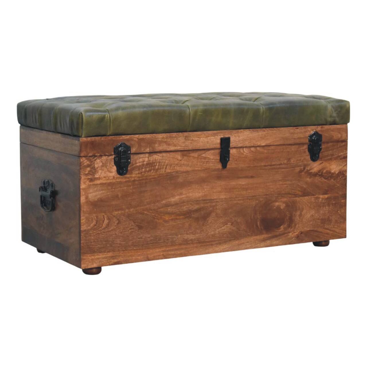 Left. Artisan Furniture - Artisan Furniture Solid Wood Roasted Almond Storage Trunk Bench, Brown - Brown.