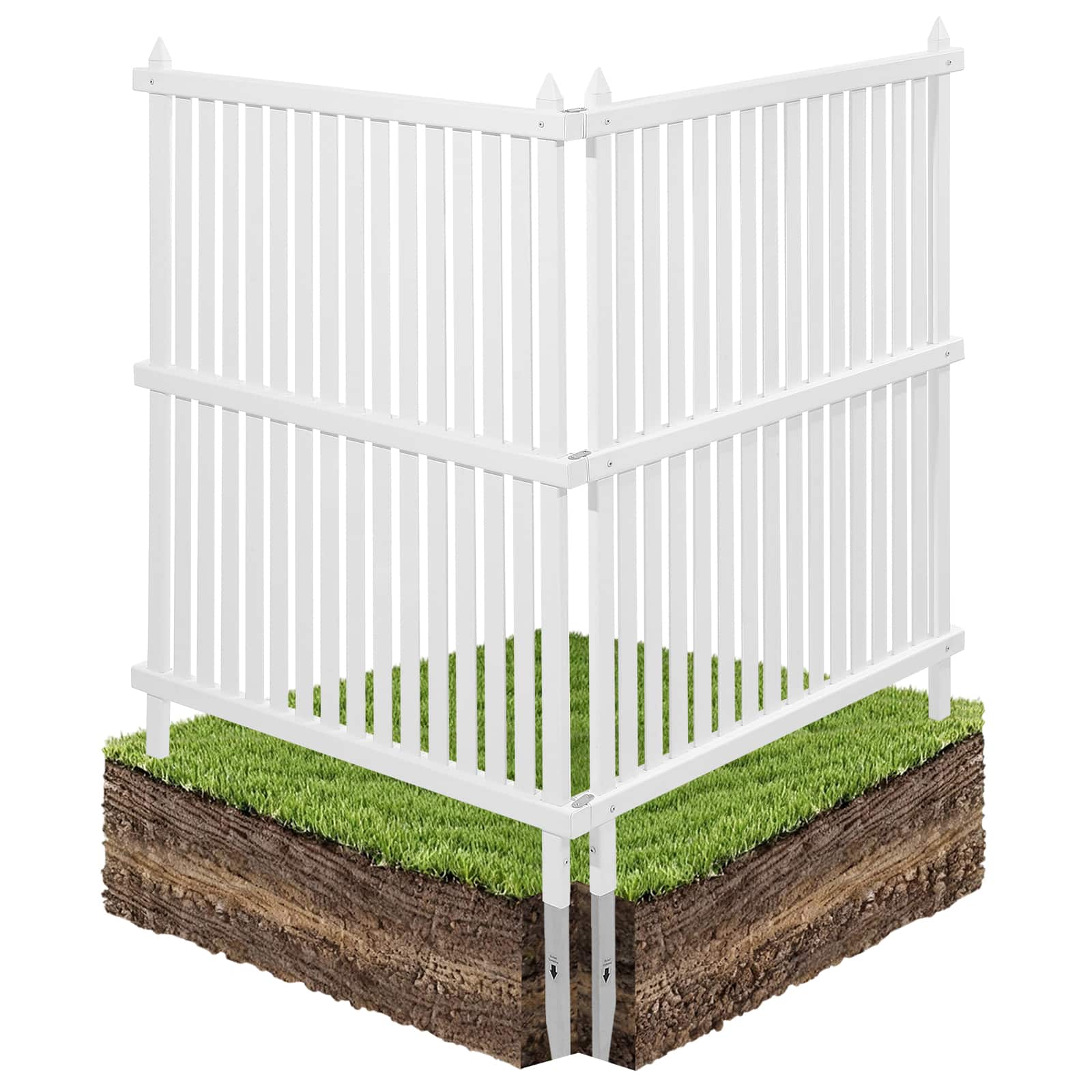 VEVOR - 2 Panels Outdoor Privacy Screen, 36 x 45 in Air Conditioner Fence with 19.7 in Ground Stakes, Pool Equipment Enclosure - White