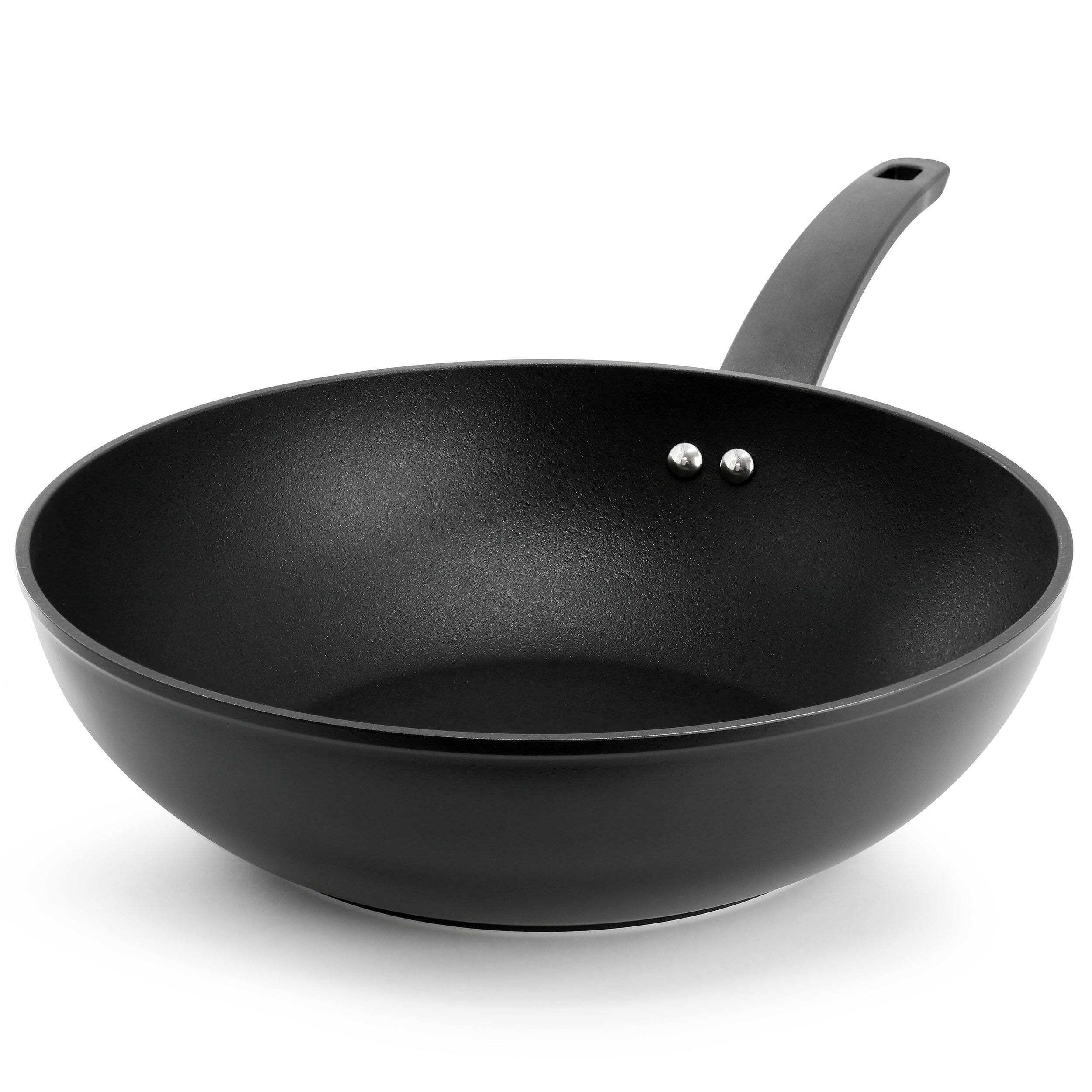Alt View 1. Oster - Oster Connelly 12 Inch Textured Nonstick Aluminum Wok with Lid in Black - Black.