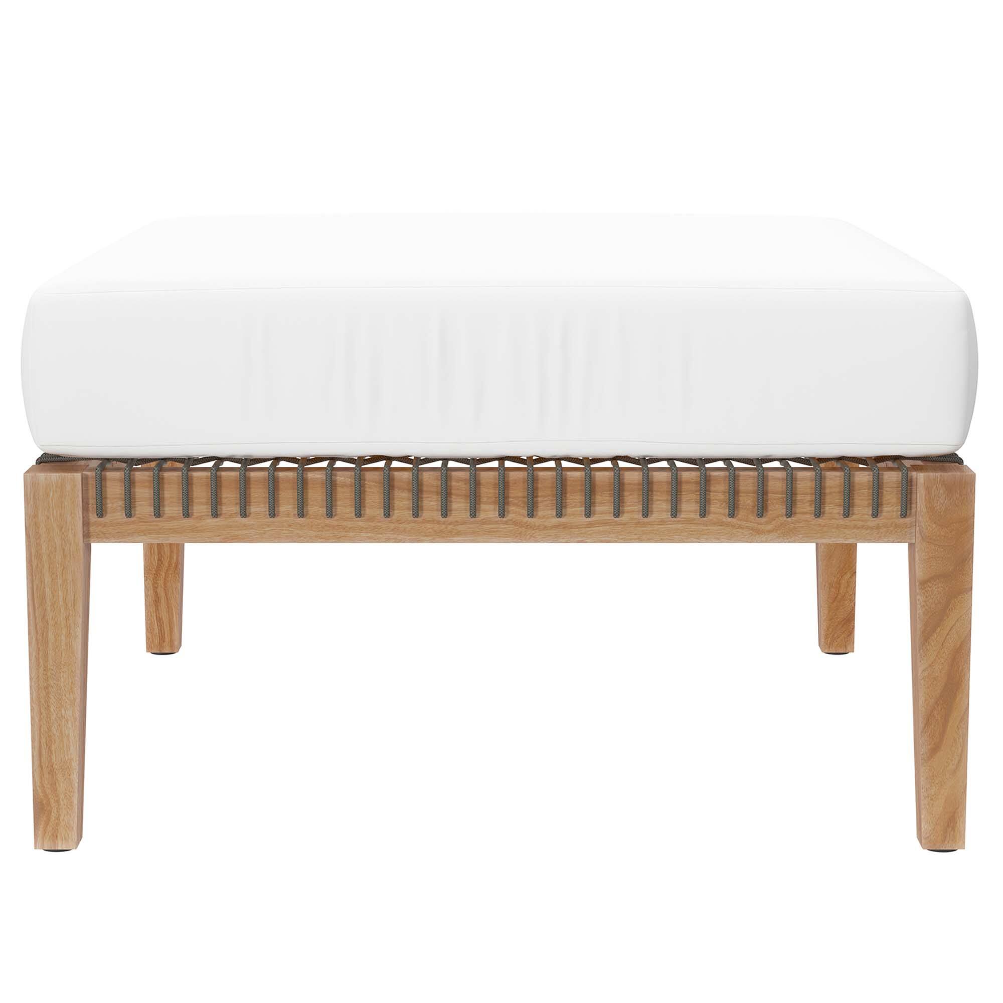 Alt View 2. Modway - Clearwater Outdoor Patio Teak Wood Ottoman by Modway - Gray White.