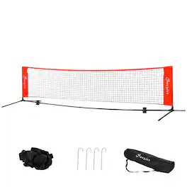 Soozier - Portable Soccer Tennis/Pickleball/Badminton/Mini Tennis Net w/ Sideline for Training with Included Storage Bag - Black, Red