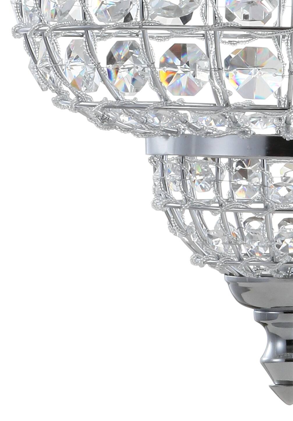 Alt View 4. Jonathan Y - Juliette 12" Crystal/Metal LED Pendant, Chrome - Chrome/Clear.