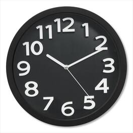 Victory Multimedia - Wall Clock with Raised Numerals and Silent Sweep Dial 13" Overall Diameter Case Face - Black