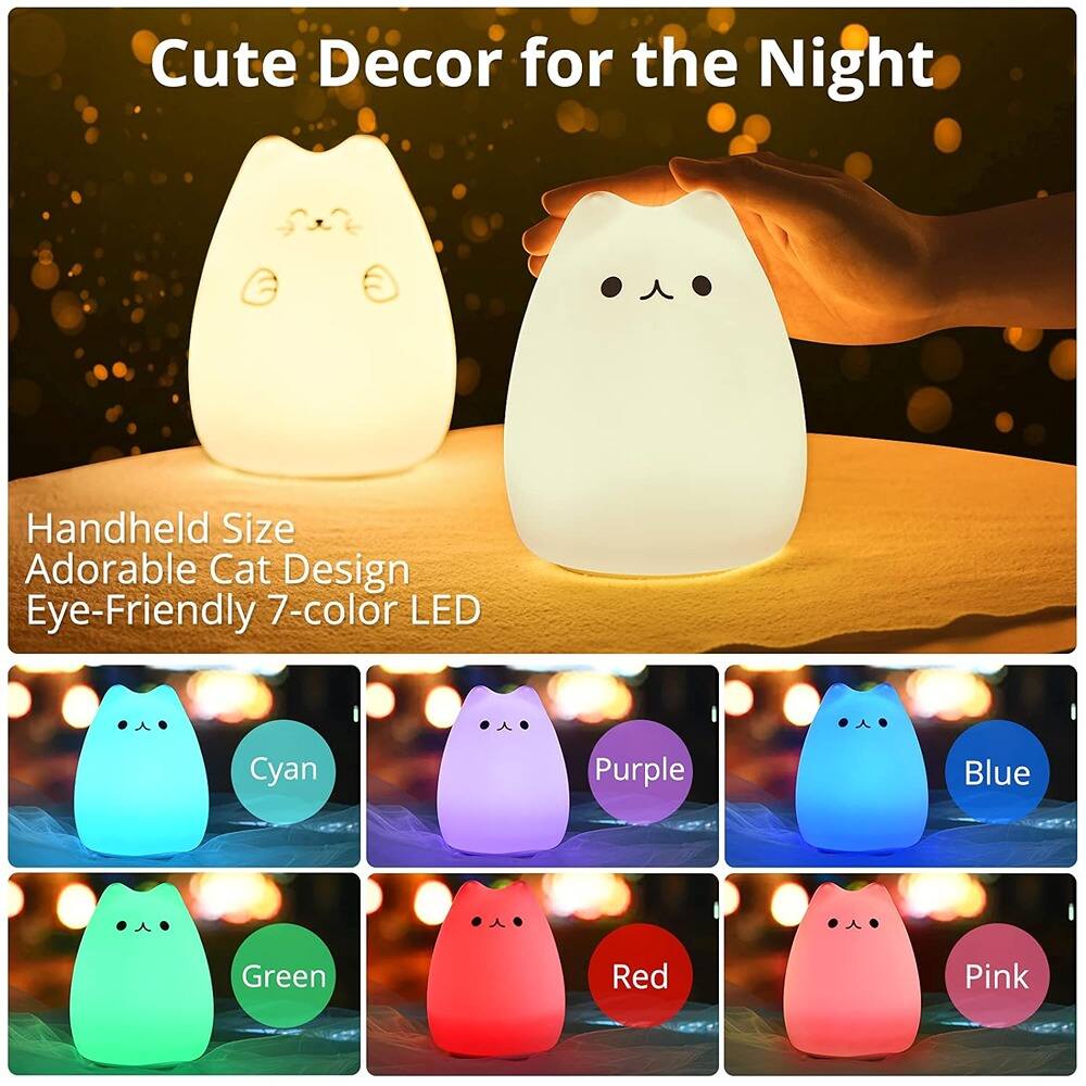 Cute Decor for the Night

Handheld Size  
Adorable Cat Design  
Eye-Friendly 7-color LED

Cyan  
Purple  
Blue  
Green  
Red  
Pink