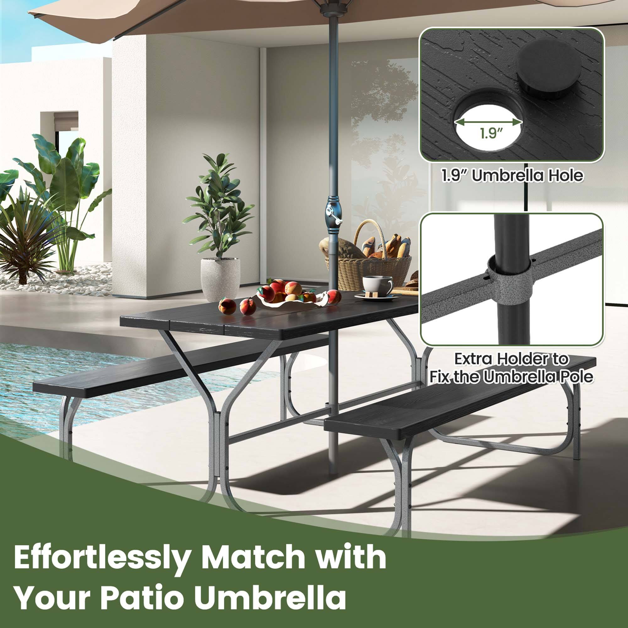 1.9" Umbrella Hole, Extra Holder to Fix, the Umbrella Pole, Effortlessly Match with Your Patio Umbrella