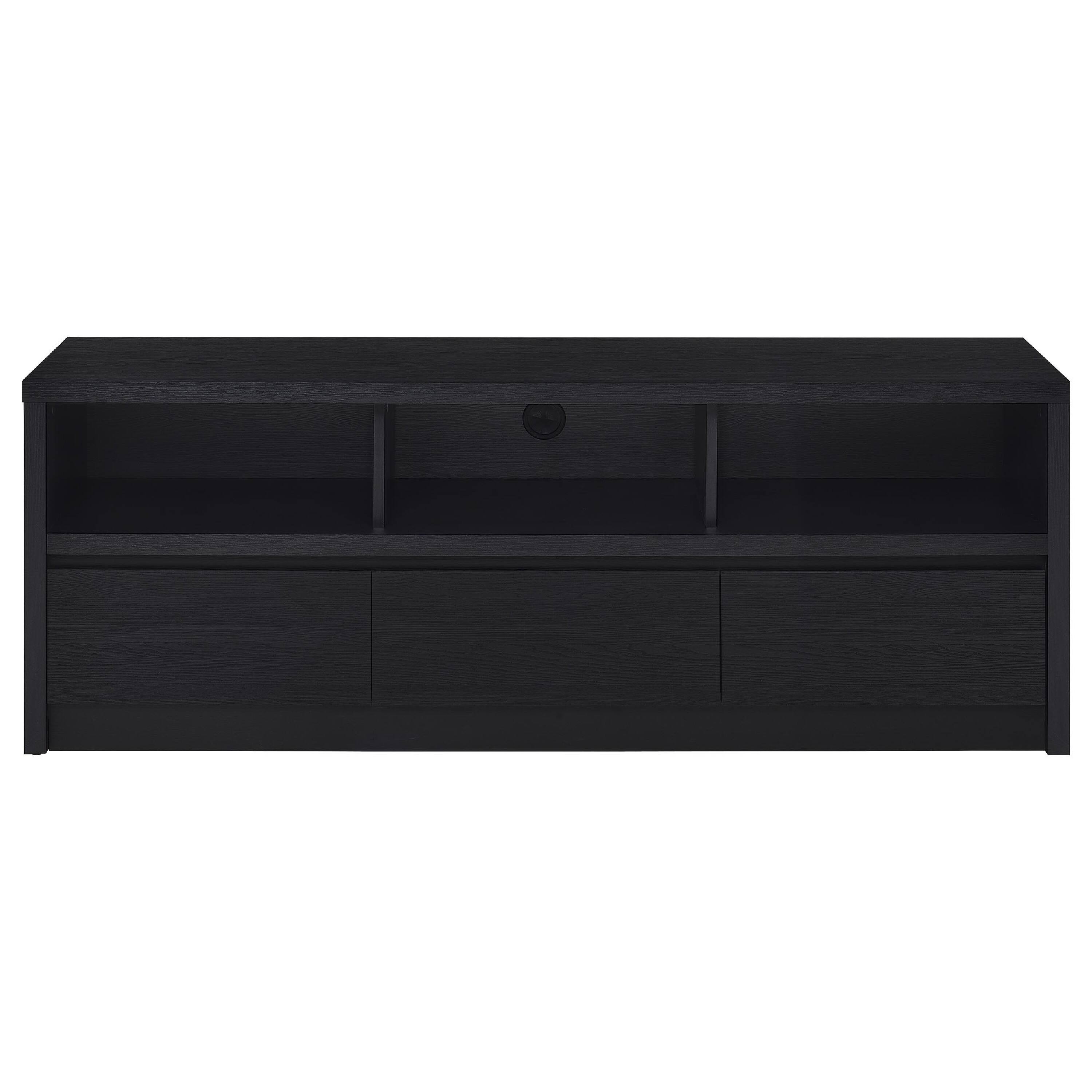 Alt View 4. Manhattan Lane - Rutvy TV Stand Media Console with 3 Drawers, Open Shelves - Black.
