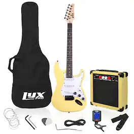 Lyxpro - Electric Guitar Kit, 39” Electric Guitar with Amp & Electric Guitar Accessories - Retro Yellow