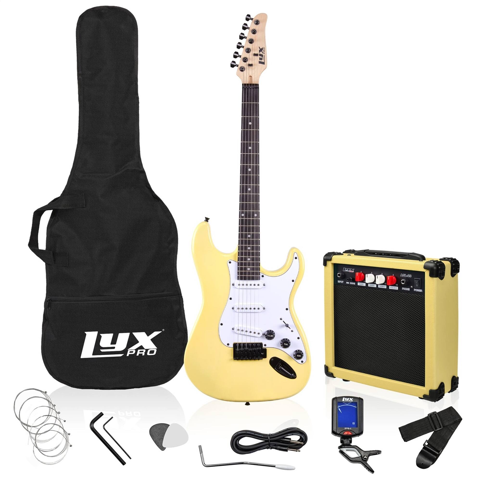 Lyxpro - Electric Guitar Kit, 39” Electric Guitar with Amp & Electric Guitar Accessories - Retro Yellow