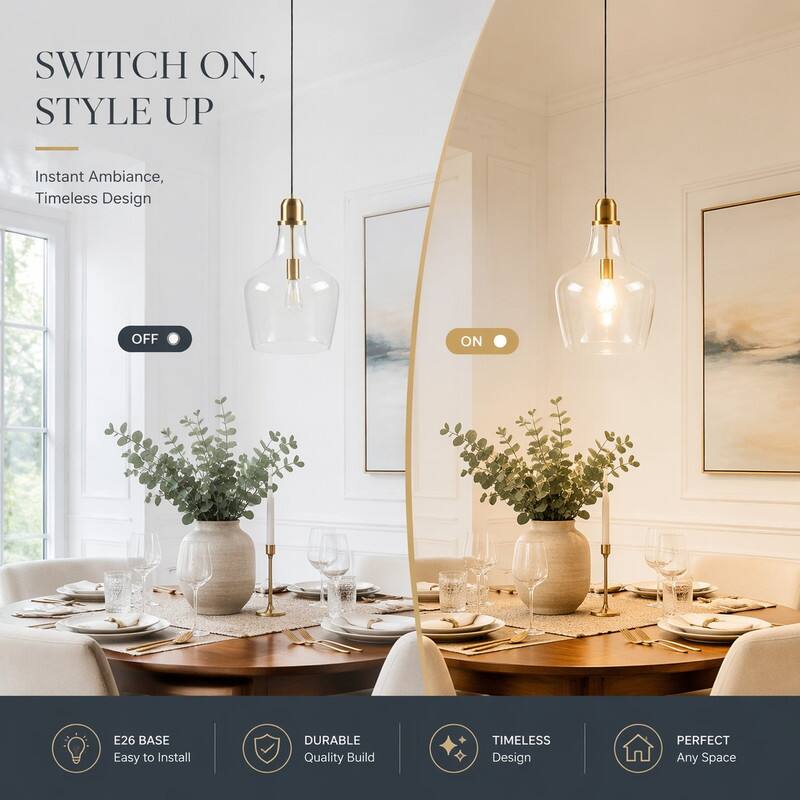 SWITCH ON, STYLE UP  
Instant Ambiance, Timeless Design  

OFF  
ON  

E26 BASE  
Easy to Install  

DURABLE  
Quality Build  

TIMELESS  
Design  

PERFECT  
Any Space