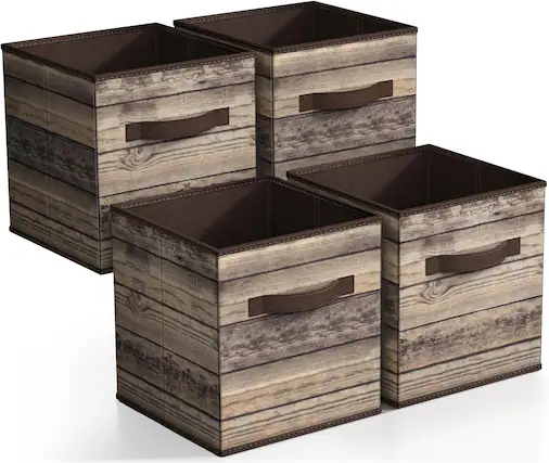 Front. Sorbus - Sorbus Foldable Storage Cubes, 6 Fabric Baskets for Organizing Pantry, Closet, Shelf, Nursery, Playroom, Toy Box - Wood Brown.