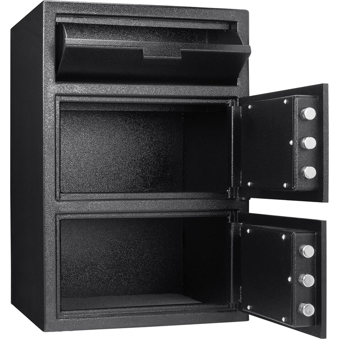 Angle. Barska - Large Digital Depository Safe with Drop Slot-Solid Steel, Dual Keypad Access, 5 Deadbolts - Black.