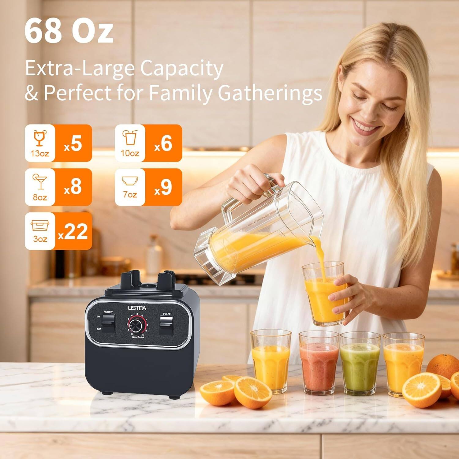 68 Oz Extra-Large Capacity & Perfect for Family Gatherings

13oz x5  
10oz x6  
8oz x8  
7oz x9  
3oz x22

USTBA