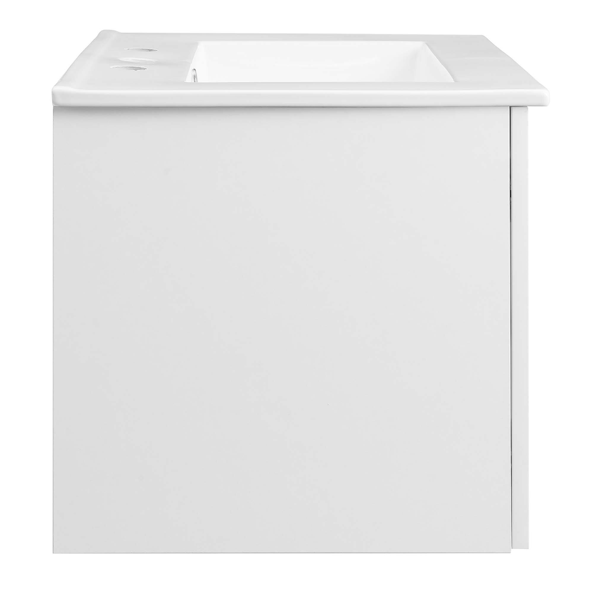 Alt View 1. Modway - Maybelle Wall-Mount Bathroom Vanity Basin Included - White White.