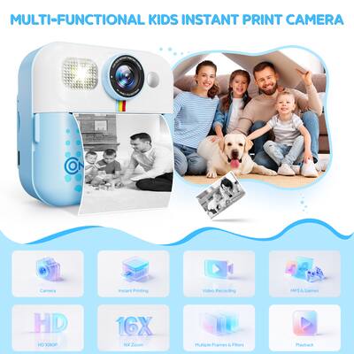 TOYOGO Instant Print Camera Voor Kinderen - 24MP Dual Lens, 6,1 Cm LCD, 1080P Video, Direct Print In 1s, Cadeau Voor Jongens & Meisjes