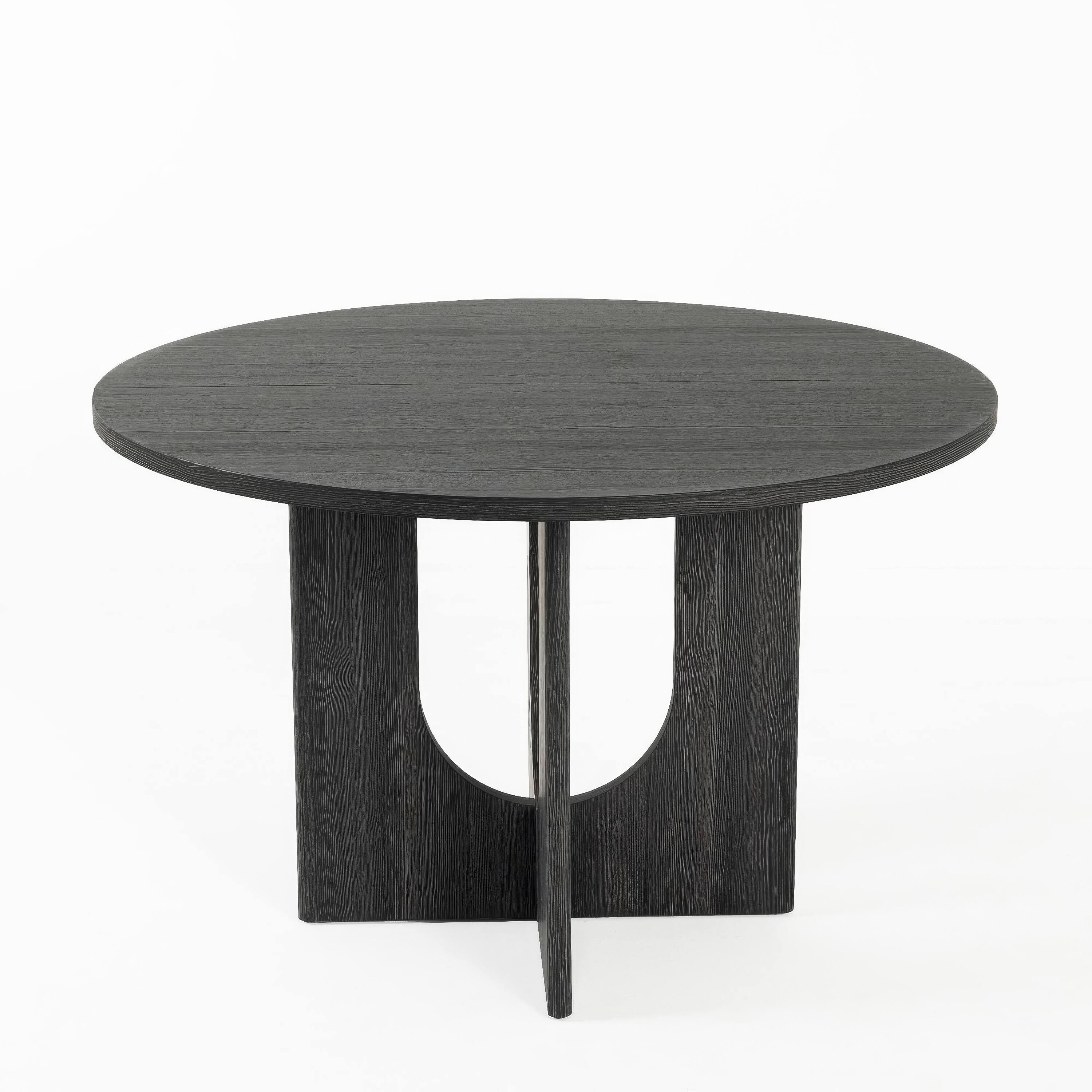 Alt View 1. Manhattan Lane - Kysa Dining Table, 47 Inch Round Top, Cross U Pedestal Base - Dark Gray.