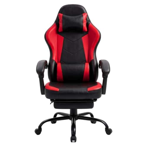 GTPlayer - Racing Style Gaming Chair with Footrest High Back Ergonomic Computer Chair with Linkage Armrests - Black