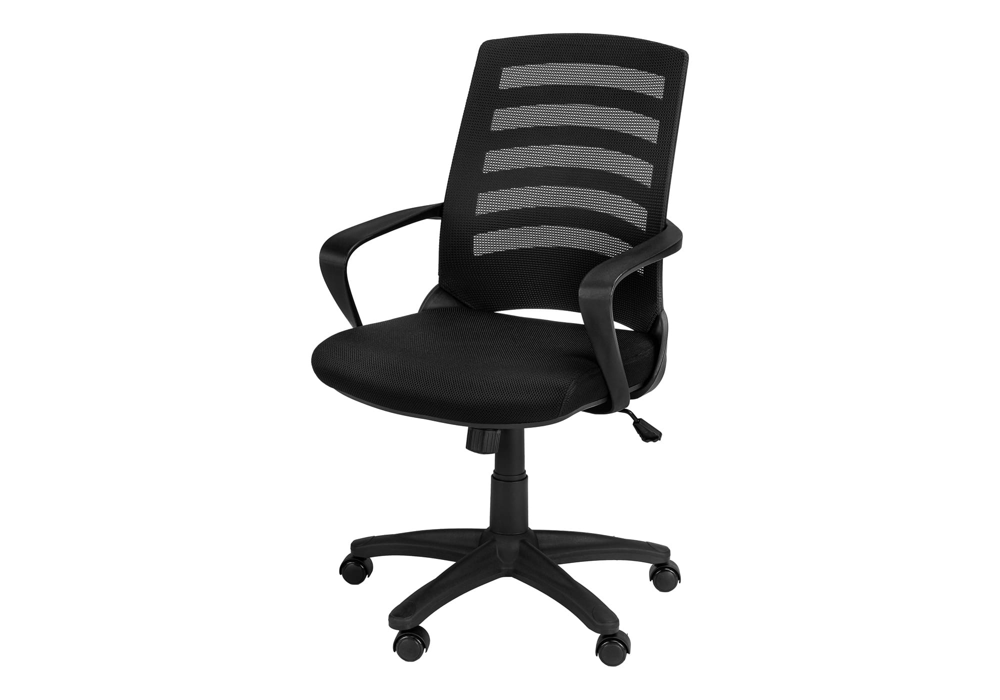 Spaco - Modern Ergonomic Executive Office Chair, Adjustable Height, Swivel, Mesh Back, Metal Frame and Armrests - Black