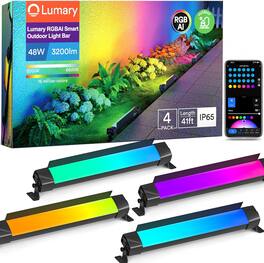 Lumary - Smart Outdoor Flood lights, RGBAIWW Color Changing Wall Washer Lights, APP&Voice Control, 4 Pack - Black