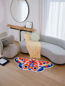Lanyspace - 2.5'x5' Runner Rug, Washable Rugs Non-Slip Rugs, Easy Clean Soft Carpet, Irregular Butterfly Rug for Home Decor - Multicolor