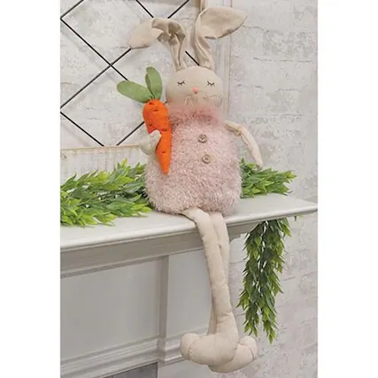 Front. BreeBe - *Sitting Long Legged Rabbit w/Carrot - Pink.