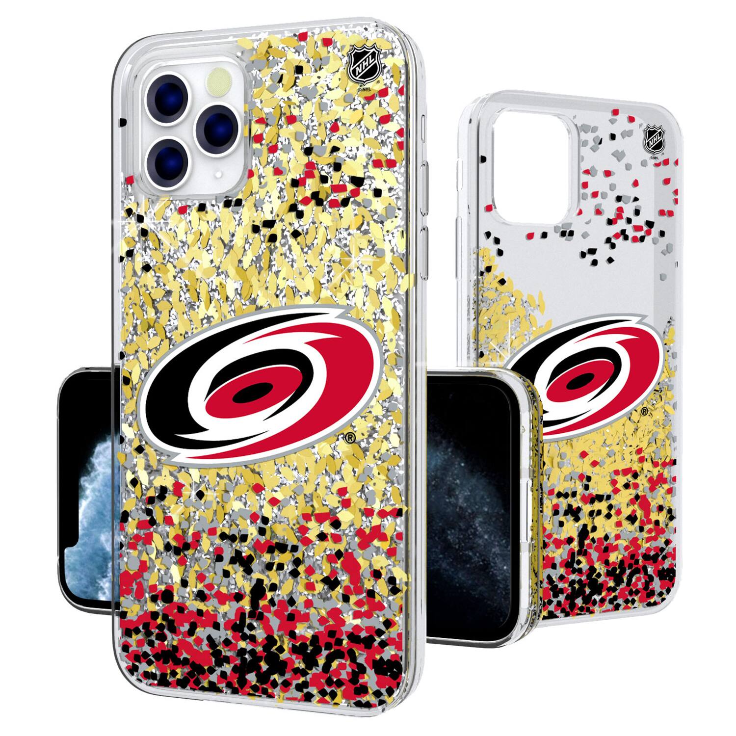 Alt View 1. Keyscaper - Carolina Hurricanes iPhone Confetti Glitter Case - 13 Pro Max - Multicolor.