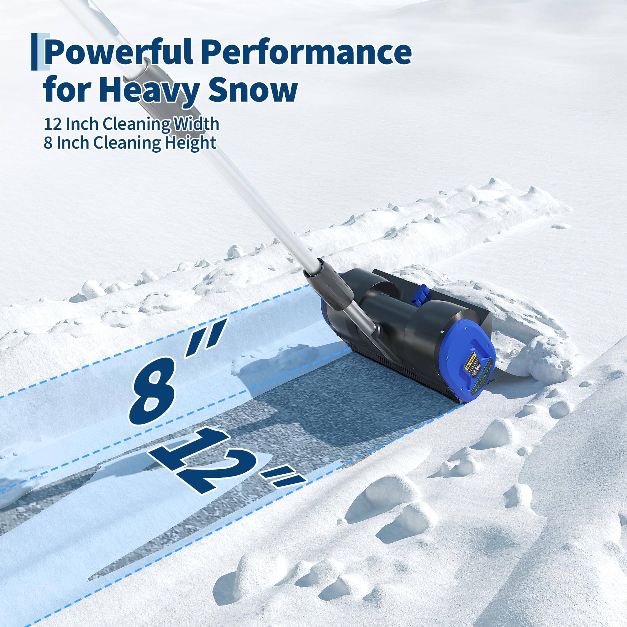 Powerful Performance for Heavy Snow  
12 Inch Cleaning Width  
8 Inch Cleaning Height  
"8" "12"