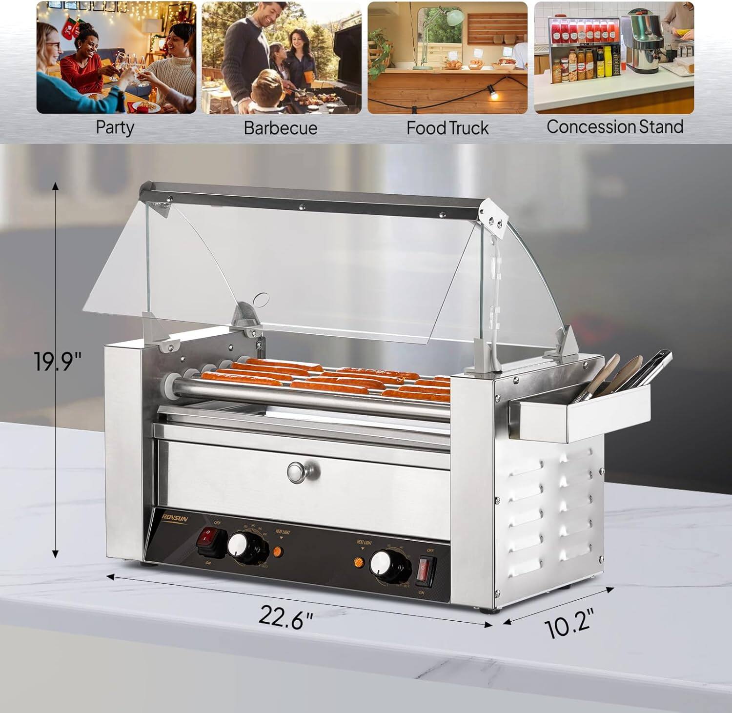 Party  
Barbecue  
Food Truck  
Concession Stand  

19.9"  
22.6"  
10.2"