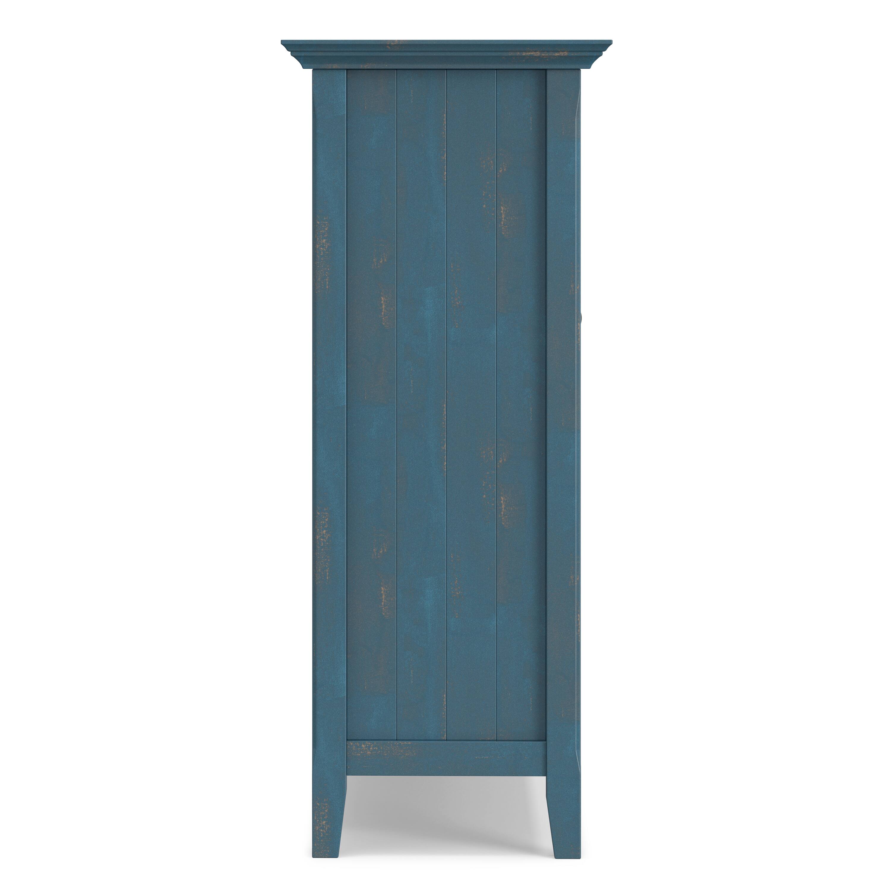 Alt View 2. Simpli Home - Acadian Medium Storage Cabinet - Distressed Coastal Blue.