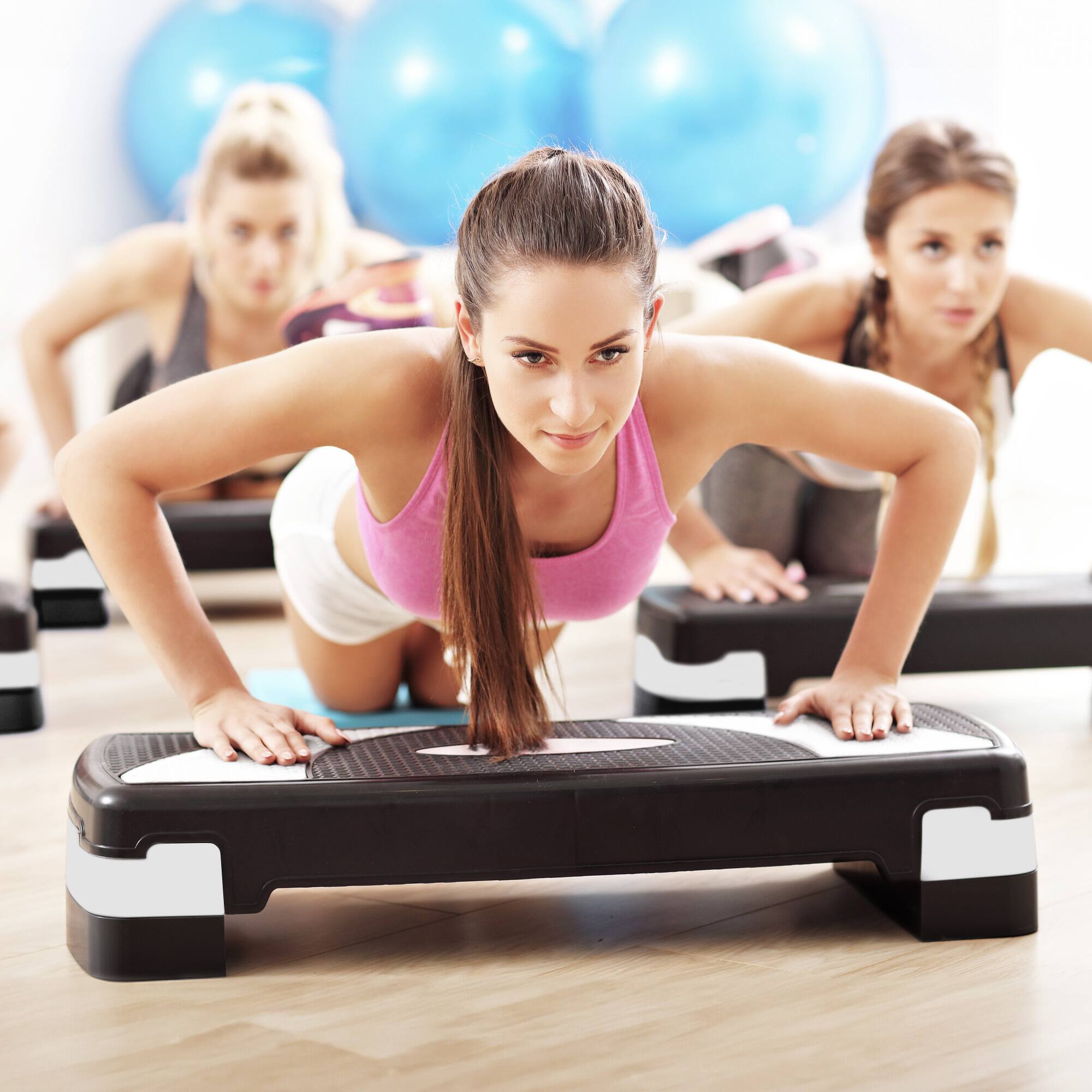 Alt View 3. BalanceFrom Fitness - BalanceFrom Fitness Adjustable Workout Aerobic Step Platform Trainer w/Raisers - White.