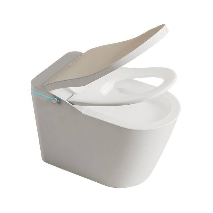 Front. Ecooso - Smart Toilet with Heated Seat, Tankless Auto Flush, Adjustable Temp, Remote Control, LED Display - White.