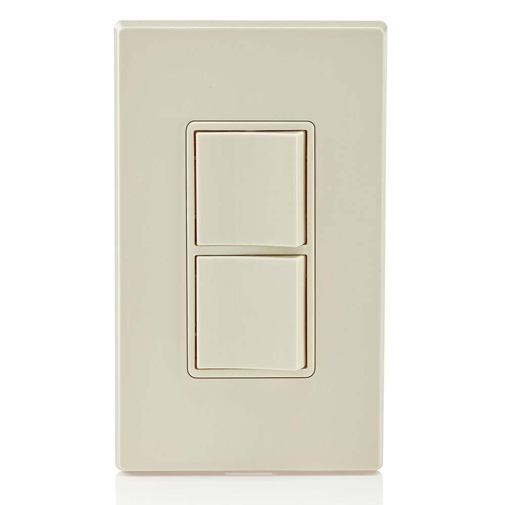 Left. Leviton - 15 Amp 120/277 Volt Decora Single-Pole AC Combination Switch Commercial Grade Grounding 5634-I - Light Almond.