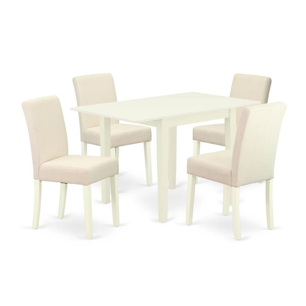 Left. East West Furniture - East West Furniture 5-Piece Dining Table Set-A Wooden Kitchen Table and 4Linen FabricMid Century Chairs with High Back - Multi-Color.