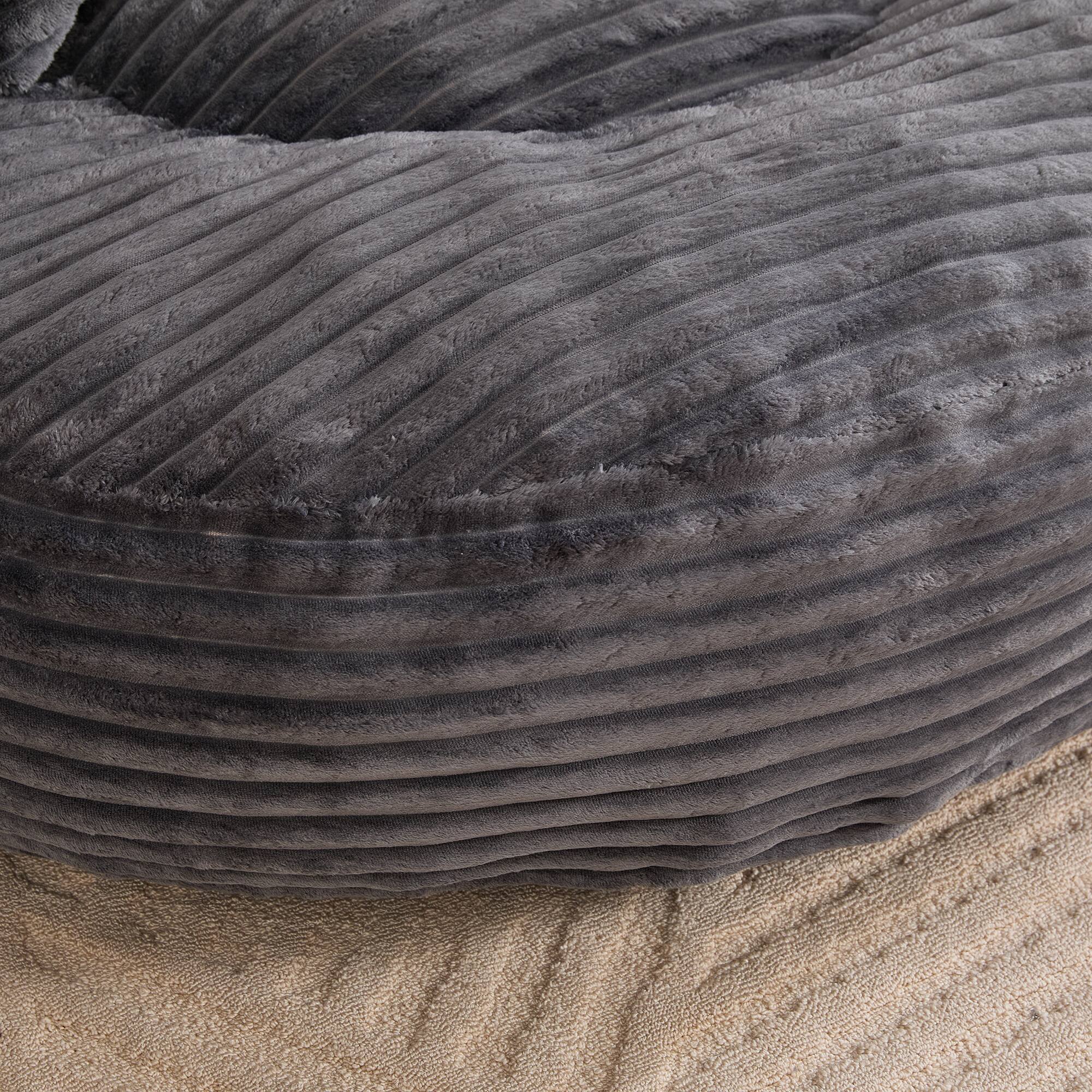 Alt View 9. Meqiodas - Bean Bag Chairs, Bean Bag Sofa for Adults, Kids,Oversized Corduroy Bean Bag Chair with 3 Pillows & Armrest - Gray.