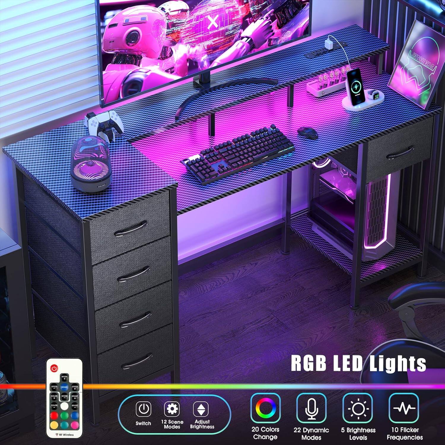 X 0 G RGB LED Lights  
- Switch  
- 12 Scene Modes  
- Adjust Brightness  
- 20 Colors Change  
- 22 Dynamic Modes  
- 5 Brightness Levels  
- 10 Flicker Frequencies