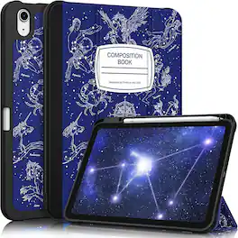 Fintie - Slim Case for iPad (A16) 11-inch 2025 and iPad 10th Gen 10.9 inch 2022, Tri-Fold Stand, Flexible Soft TPU Back Cover - Composition Book Blue