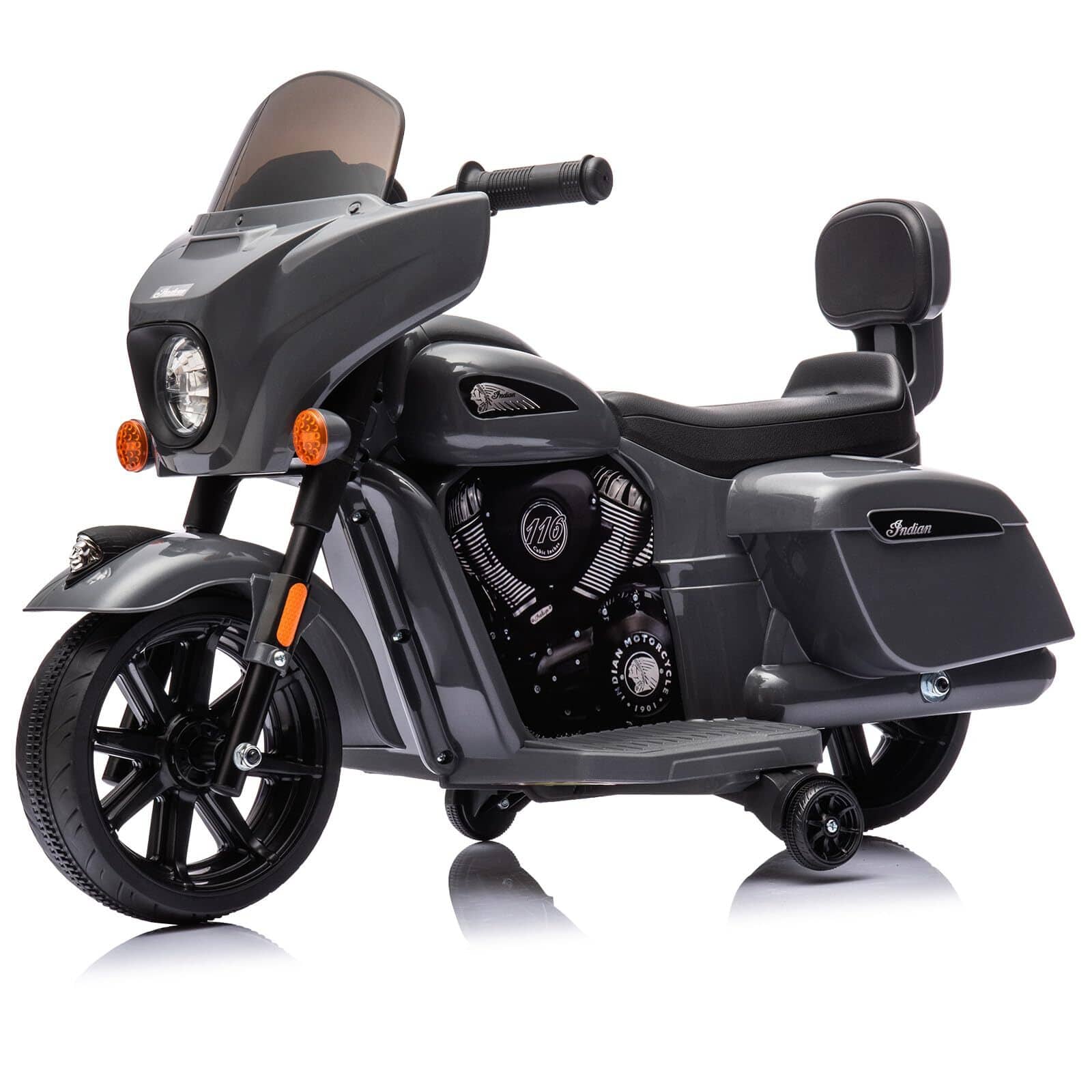 GARVEE - 6V Licensed Electric Dirt Bike for Kids, Ride On Bike w/Training Wheels, LED Lights, Music & Suspension, Ages 18M-5Y - Gray