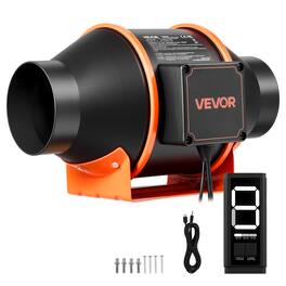 VEVOR - Inline Duct Fan, 205 CFM 4 inch EC Motor Ventilation Fan with 3-Speed Circulation, 10-Speed PWM Controller - Black