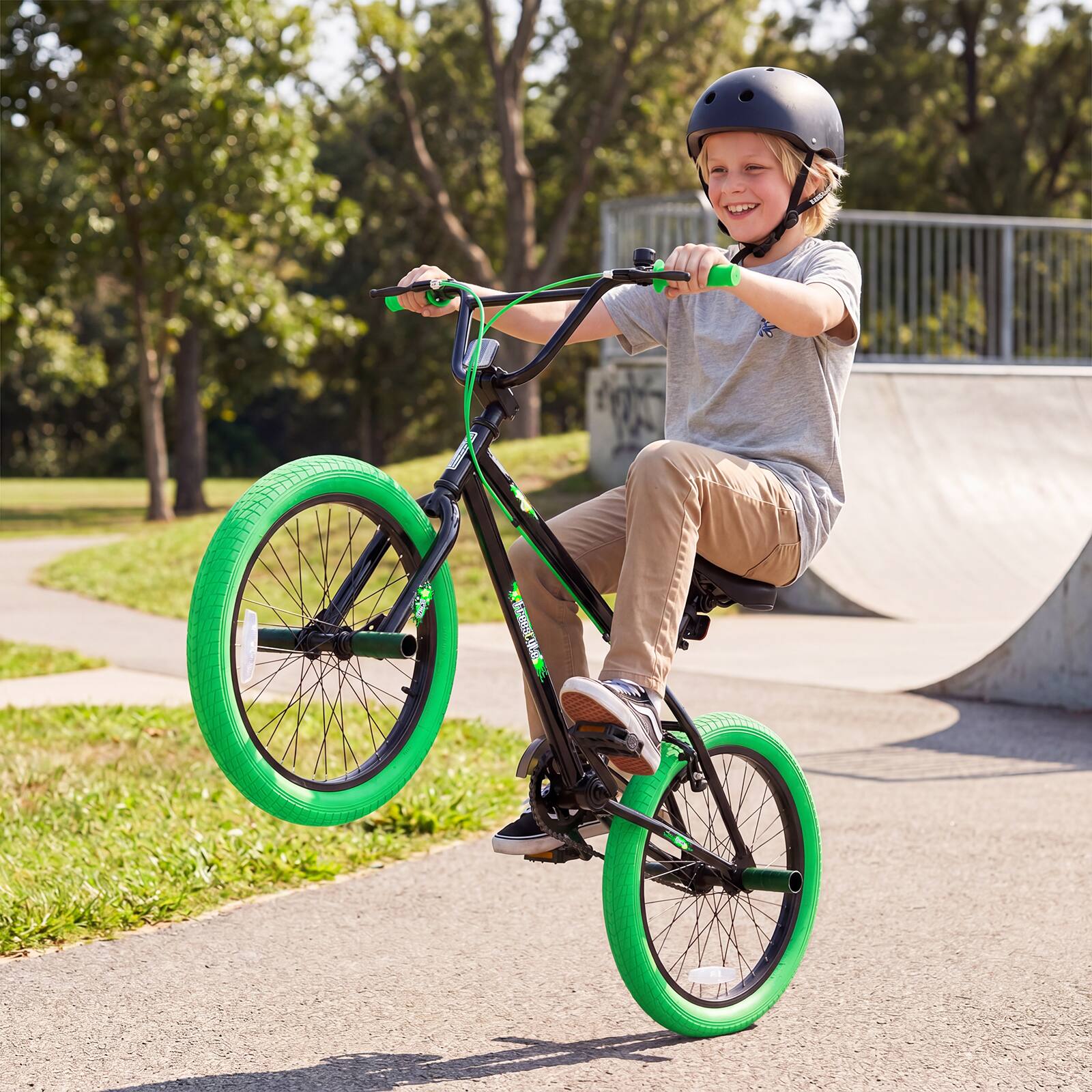 Alt View 1. Costway - Costway Freestyle BMX Bike, 20" Trick Bicycle with 360 Degree Steering, Adjustable Seat - Green.