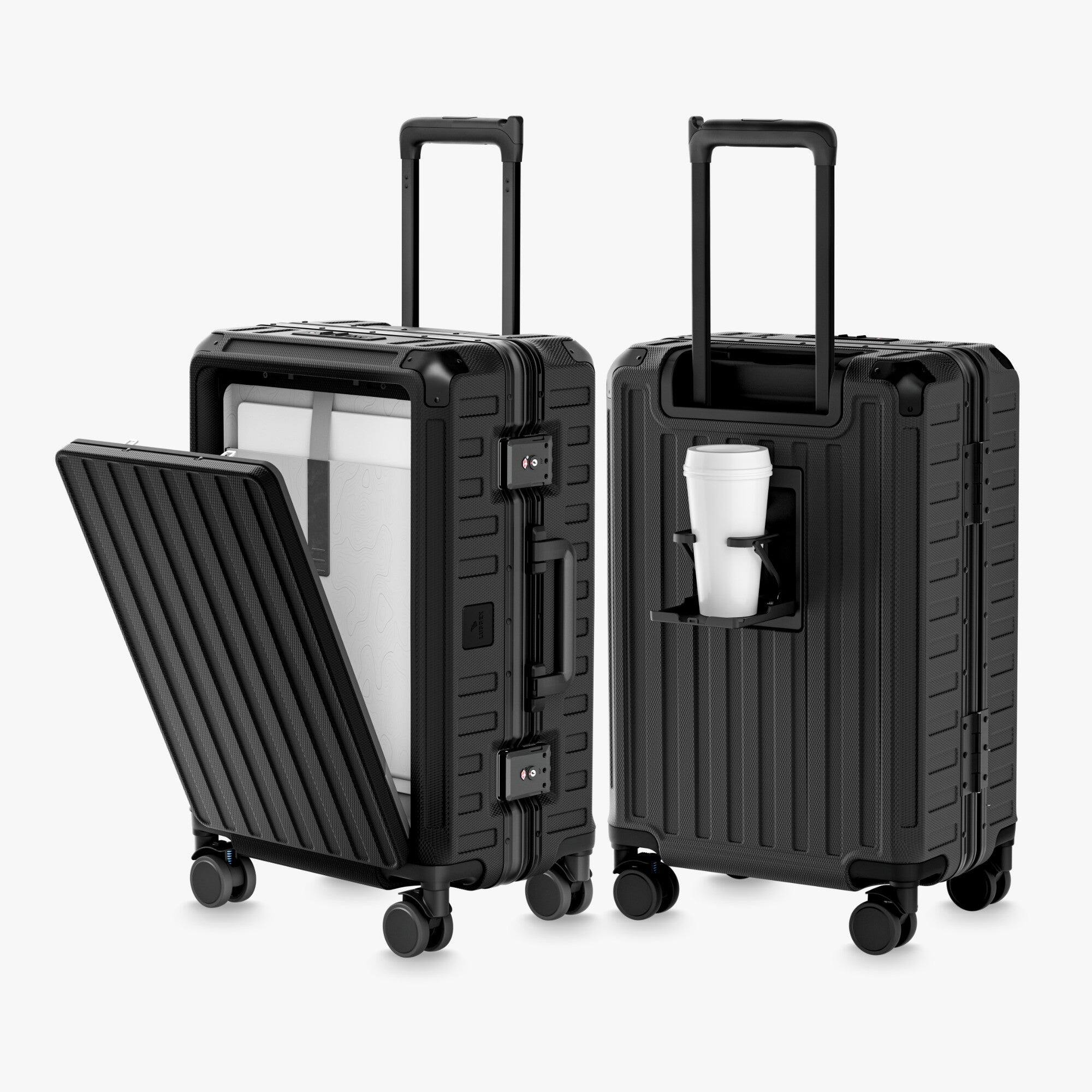 Alt View 8. LUGGEX - LUGGEX 21 Inch Zipperless Carry On Luggage, SF81 Aluminum Polycarbonate Hardside Front Opening Suitcase - ZX-Pro - Black.