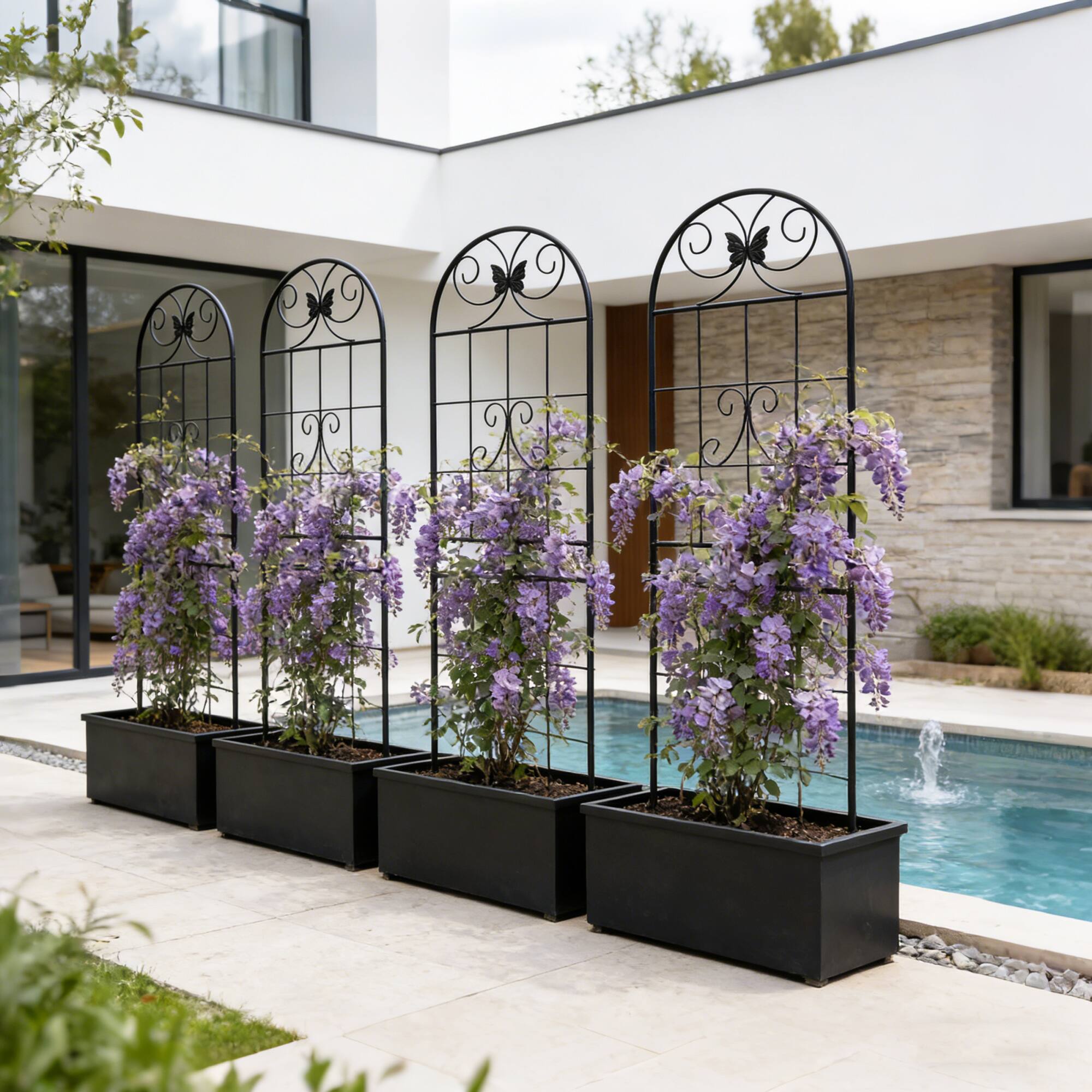 Alt View 1. Loheer - 4 Pack Rustproof Metal Garden Trellis 5.9 ft x 1.64 ft for Climbing Plants Outdoor Flower Support.