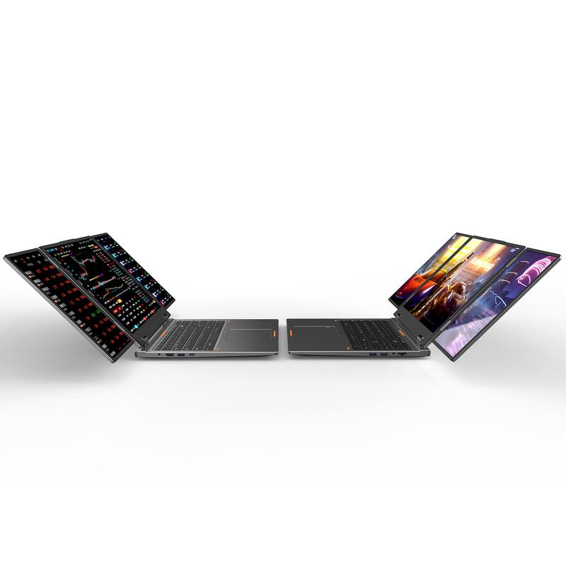 Alt View 8. Hotface - Hotface Triple-Screen,16" WUXGA+Dual 10.5" Displays,Intel i7-12700H,32GB RAM,1TB SSD,Win 11 Pro,Gray - Gray.