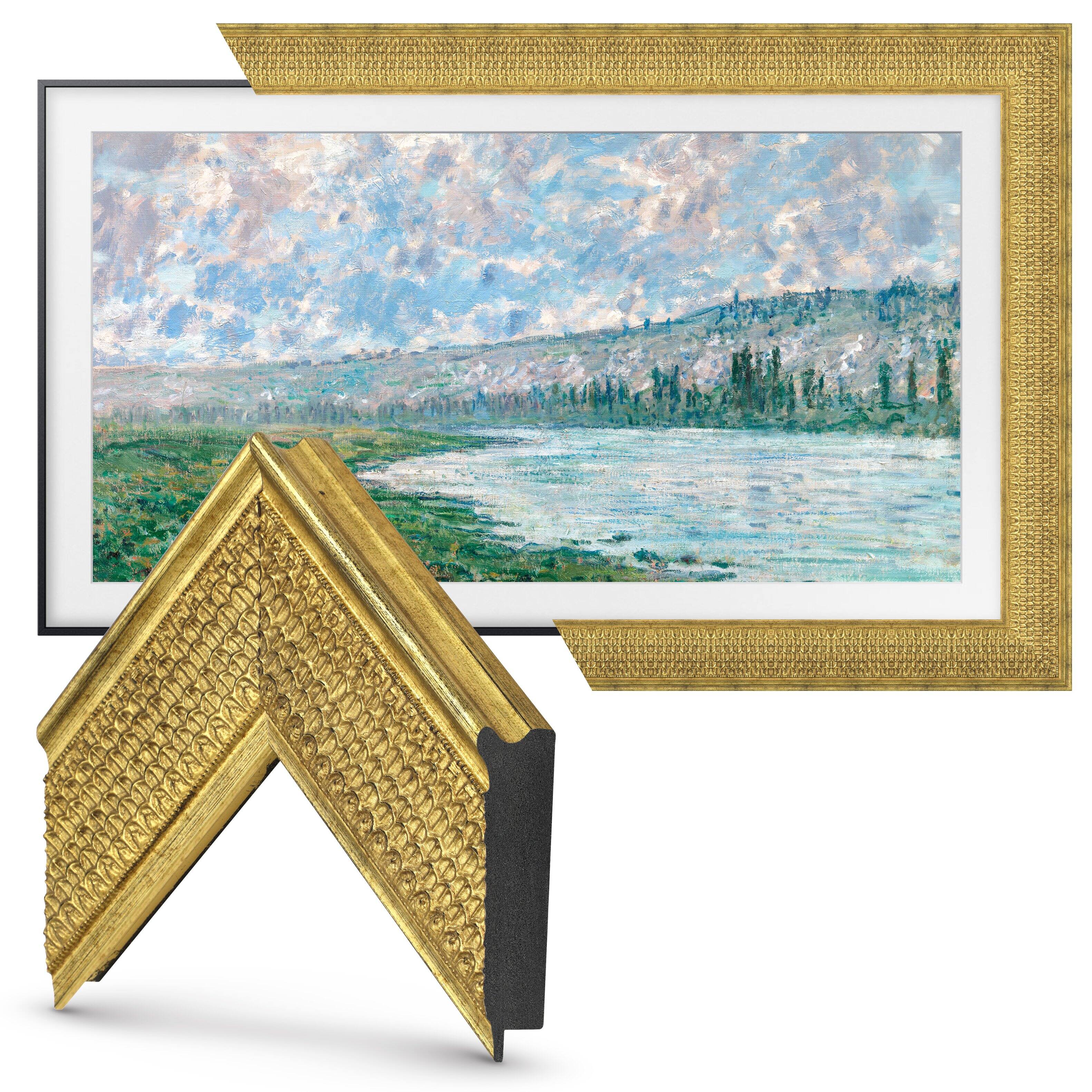 Left. Deco TV Frames - Premiere Bezel for Samsung the Frame TV - 32" - Gatsby Gold.