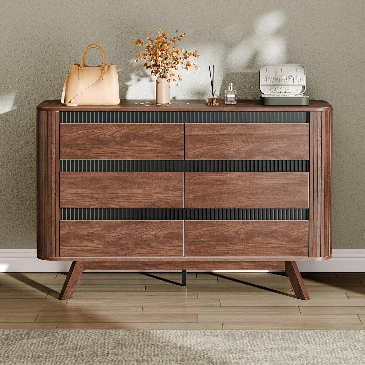 Alt View 3. Furnulem - 6 Drawer Nightstand with Double Dresser Wide Dresser - Multicolored.