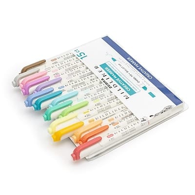 Zebra Mildliner Twin Tip Highlighters, Bullet/Chisel Tip, 15/Pack